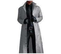 Men's Gothic Halloween War Robe Plain Cardigan Button Leather Long Wind Jacket European and Stereoscopic Loose Coat Men Yellow, gray, L
