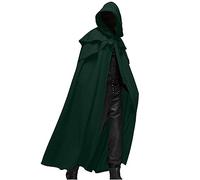 Mens Gothic Hooded Cloak Steampunk Lace Up Cape Men's Medieval Shawl Cloaks with Cowl Hat Capes Victorian Court Knight Robe Renaissance Vintage Hoodie Poncho Halloween Fancy Dress Costume