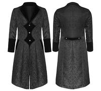 Men's Gothic Jacquard Jacket UK Sale Clearance Vintage Medieval Coat Man Single-Breasted Tuxedo Steampunk Jackets Halloween Party Uniform Victorian Trench Coat Cosplay Blazer Coats Fancy Dress