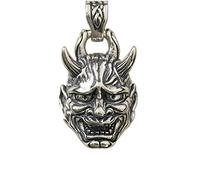 Men's Gothic Jewelry Evil Demon Horn Skull Pendant Necklace, b,