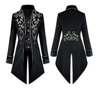 Men's Gothic Outfit, Steampunk Suit Vest Tailcoat, Men's Long, Medieval Jacket with Buttons, Retro Victorian Court Frock Coat Performance Outfit, Vampire Cosplay, Halloween Costume