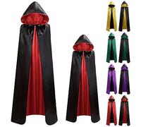 Men's Gothic Reversible Cloak - Steampunk Hooded Cape Mens Medieval Lace Up Poncho, Renaissance Full Length Cloaks Victorian Capes Party Costume Punk Tactical Mantle Halloween Masquerade Robe