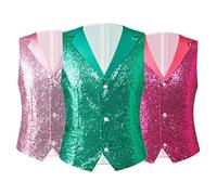 Mens Gothic Sequined Waistcoat Steampunk Stage Prom Vest Men's Medieval Single Breasted Waistcoat, Renaissance Fancy Dress Vest Victorian Court Banquet Costume Punk Bar Staff Uniform Waistcoats