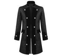 Mens Gothic Steampunk Jacket UK Sale Clearance Victorian Tuxedo Medieval Renaissance Coats Man Vintage Long Jackets Retro Stand Collar Frock Coat Long Sleeve Pirate Tailcoat Halloween Cosplay Costume