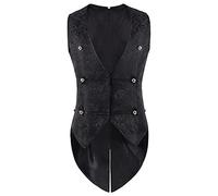 Men's Gothic Steampunk Tailcoat Button Vest Men's Medieval Victorian Vintage Jacket Uniform Long Tuxedo for Carnival Fancy Dress Halloween Costume Party Cosplay Fancy Dress, B Black, XXL