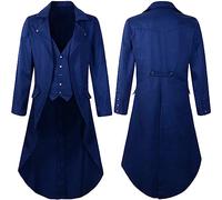 Men's Gothic Steampunk Tailcoat Medieval Victorian Vintage Jacket Uniform Long Tuxedo Single Breasted Trench Coat Autumn Casual Lapel Collar Overcoat