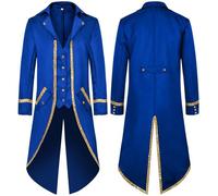 Men's Gothic Tailcoat Tuxedo Jacket with Steampunk Details for Halloween Costume Parties, Formal Events, and Cosplay, Black