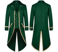 Men's Gothic Tailcoat Tuxedo Jacket with Steampunk Details for Halloween Costume Parties, Formal Events, and Cosplay, Black