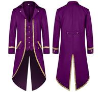 Men's Gothic Tailcoat Tuxedo Jacket with Steampunk Details for Halloween Costume Parties, Formal Events, and Cosplay, Black