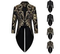 Men's Gothic Tuxedo Jacket Medieval Tailcoat Mens Steampunk Jacket Double Breasted Tailcoat Lapel Tail Coat Victorian Goth Swallowtail Overcoat Renaissance Coat Halloween Costume