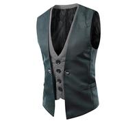Mens Gothic Waistcoat Victoria Court Retro Tuxedo Vest Pocket Square Single Breasted Wedding Party Business Fit Sleeveless Vests Suit for Partys Prom Size M-2xl