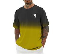Men's Gradient T Shirt Short Sleeve Crew Neck Loose Casual Summer Tee Ombre Tropical Trendy Lightweight Breathable Top Athletic Streetwear Big and Tall