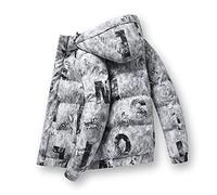Men's Graffiti Cotton-Padded Bread Clothes All-Match Parka Coat Jacket Jacket Gray L