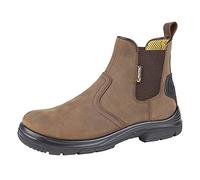 MENS GRAFTERS BROWN LEATHER WIDE FITTING CHELSEA DEALER SAFETY BOOTS M9509B (UK10.5)