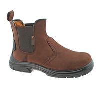 Grafters Men's Chelsea Dealer Safety Boots M9509B – Brown Leather Wide Fitting (UK13)