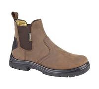 MENS GRAFTERS BROWN LEATHER WIDE FITTING CHELSEA DEALER SAFETY BOOTS M9509B (UK7)