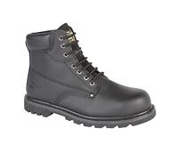 MENS GRAFTERS M124 BLACK BROWN HONEY LEATHER SAFETY WORK BOOTS SIZE UK 6 - 15 (UK9, Black)