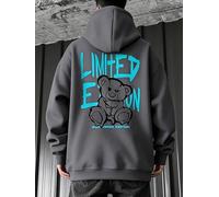 Mens Graphic Pullover Sweatshirts Baggy Drop Shoulder Hoodie Slouchy Y2K Streetwear Aesthetic Fall Winter Clothes