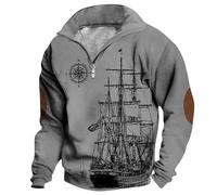 Mens Graphic Sweatshirt Trendy Print Sport Jumper Half Zip V Neck Casual Pullover Long Sleeve Party Sweatshirts Fleece Holiday Streetwear Stand Collar Gym Jumpers Stylish Lounge Wear