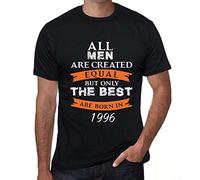 Men's Graphic T-Shirt All Men are Created Equal but Only The Best are Born in 1996 28th Birthday Anniversary 28 Year Old Gift 1996 Vintage Eco-Friendly Short Sleeve Novelty Tee Deep Black M