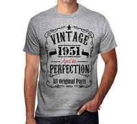 Men's Graphic T-Shirt All Original Parts Aged to Perfection 1951 73rd Birthday Anniversary 73 Year Old Gift 1951 Vintage Eco-Friendly Short Sleeve Novelty Tee Heather Grey M