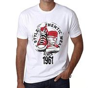 Men's Graphic T-Shirt Authentic Style Since 1961 65th Birthday Anniversary 65 Year Old Gift 1961 Vintage Eco-Friendly Short Sleeve Novelty Tee White M