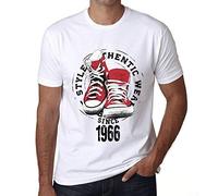 Men's Graphic T-Shirt Authentic Style Since 1966 60th Birthday Anniversary 60 Year Old Gift 1966 Vintage Eco-Friendly Short Sleeve Novelty Tee White L
