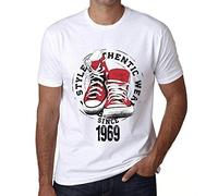 Men's Graphic T-Shirt Authentic Style Since 1969 57th Birthday Anniversary 57 Year Old Gift 1969 Vintage Eco-Friendly Short Sleeve Novelty Tee White 4XL