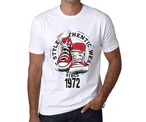 Men's Graphic T-Shirt Authentic Style Since 1972 54th Birthday Anniversary 54 Year Old Gift 1972 Vintage Eco-Friendly Short Sleeve Novelty Tee White 3XL