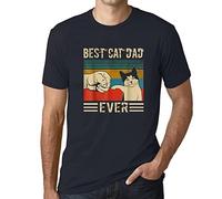 Men's Graphic T-Shirt Best Cat Dad Ever Fist Bump Eco-Friendly Limited Edition Short Sleeve Tee-Shirt Vintage Birthday Gift Novelty Navy 3XL