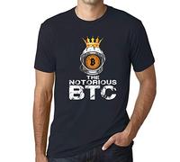 Men's Graphic T-Shirt Bitcoin Notorious BTC Crown HODL Crypto Traders Short Sleeve Tee-Shirt Vintage Birthday Gift Novelty Tshirt Navy L