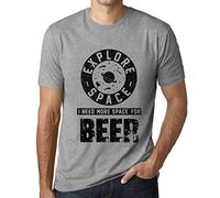 Men's Graphic T-Shirt Explore Space I Need More Space for Beer Short Sleeve Tee-Shirt Vintage Birthday Gift Novelty Tshirt Heather Grey XL
