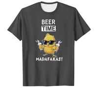 Men's Graphic T-Shirt Funny Beer Chicken Print Casual Short Sleeve T Shirt Comfortable Summer Casual Casual Shirt, gray, XXL