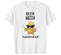 Men's Graphic T-Shirt Funny Beer Chicken Print Casual Short Sleeve T Shirt Comfortable Summer Casual Casual Shirt, White, S