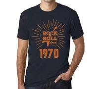 Men's Graphic T-Shirt Guitar and Rock & Roll Since 1970 56th Birthday Anniversary 56 Year Old Gift 1970 Vintage Eco-Friendly Short Sleeve Novelty Tee Navy L