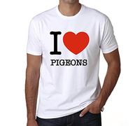 Men's Graphic T-Shirt I Love Pigeons Eco-Friendly Limited Edition Short Sleeve Tee-Shirt Vintage Birthday Gift Novelty White L
