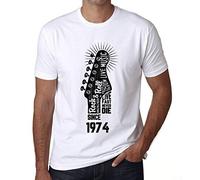 Men's Graphic T-Shirt Live Fast, Never Die Guitar and Rock & Roll Since 1974 52nd Birthday Anniversary 52 Year Old Gift 1974 Vintage Eco-Friendly Short Sleeve Novelty Tee White XL
