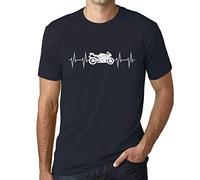 Men's Graphic T-Shirt Motorcycle Heartbeat Eco-Friendly Limited Edition Short Sleeve Tee-Shirt Vintage Birthday Gift Novelty Navy L
