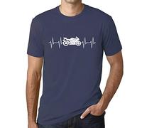Men's Graphic T-Shirt Motorcycle Heartbeat Eco-Friendly Limited Edition Short Sleeve Tee-Shirt Vintage Birthday Gift Novelty Denim M