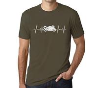 Men's Graphic T-Shirt Motorcycle Heartbeat Eco-Friendly Limited Edition Short Sleeve Tee-Shirt Vintage Birthday Gift Novelty Military Green XL