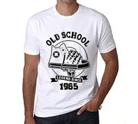 Men's Graphic T-Shirt Old School Legend Since 1965 59th Birthday Anniversary 59 Year Old Gift 1965 Vintage Eco-Friendly Short Sleeve Novelty Tee White XS