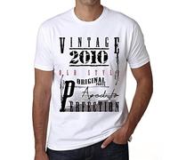 Men's Graphic T-Shirt Original Parts Aged to Perfection 2010 14th Birthday Anniversary 14 Year Old Gift 2010 Vintage Eco-Friendly Short Sleeve Novelty Tee White XL