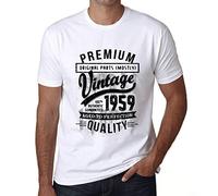 Men's Graphic T-Shirt Original Parts (Mostly) Aged to Perfection 1959 65th Birthday Anniversary 65 Year Old Gift 1959 Vintage Eco-Friendly Short Sleeve Novelty Tee White XL