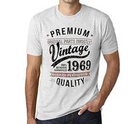Men's Graphic T-Shirt Original Parts (Mostly) Aged to Perfection 1969 55th Birthday Anniversary 55 Year Old Gift 1969 Vintage Eco-Friendly Short Sleeve Novelty Tee Vintage White XXL