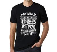 Men's Graphic T-Shirt Original Parts (Mostly) Aged to Perfection 1970 54th Birthday Anniversary 54 Year Old Gift 1970 Vintage Eco-Friendly Short Sleeve Novelty Tee Deep Black XXL