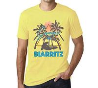 Men's Graphic T-Shirt Palm, Sunshine, Summer in Biarritz Eco-Friendly Limited Edition Short Sleeve Tee-Shirt Vintage Birthday Gift Novelty Pale Yellow M