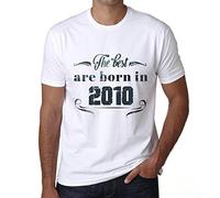 Men's Graphic T-Shirt The Best are Born in 2010 14th Birthday Anniversary 14 Year Old Gift 2010 Vintage Eco-Friendly Short Sleeve Novelty Tee White L