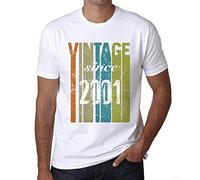Men's Graphic T-Shirt Vintage Since 2001 23rd Birthday Anniversary 23 Year Old Gift 2001 Vintage Eco-Friendly Short Sleeve Novelty Tee White M