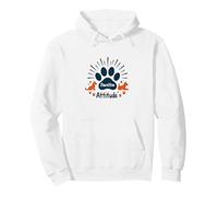 Mens Graphic T-Shirts Dog Lover Pet Pawsitive Attitude Pullover Hoodie, Adult Unisex, White, Medium