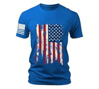 Mens Graphic T-Shirts Independence Day American Flag July 4Th Short Sleeve America Shirt Big and Tall Summer Beach Shirts C-Blue